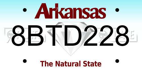 8BTD228 Arkansas License Plate