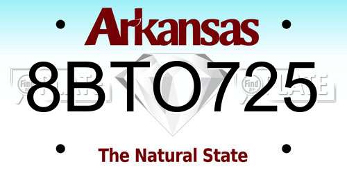 8BTO725 Arkansas License Plate