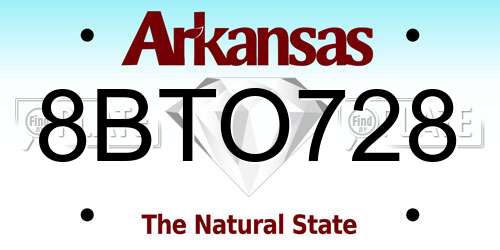 8BTO728 Arkansas License Plate