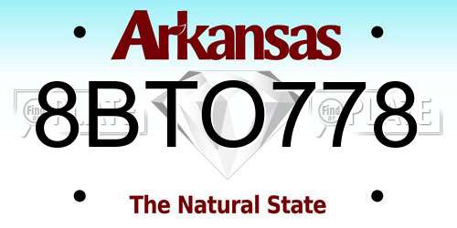 8BTO778 Arkansas License Plate
