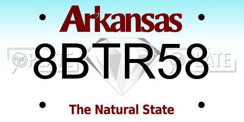8BTR58 Arkansas License Plate