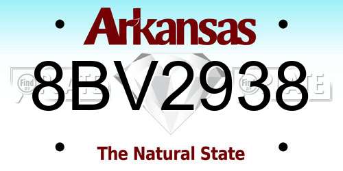 8BV2938 Arkansas License Plate