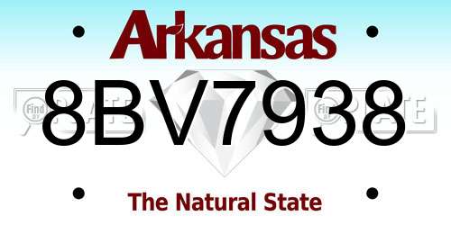 8BV7938 Arkansas License Plate