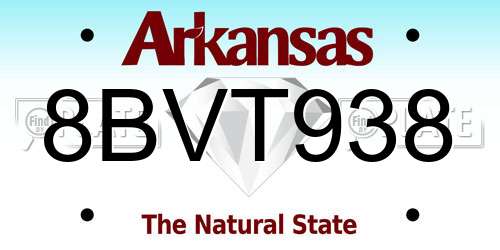 8BVT938 Arkansas License Plate