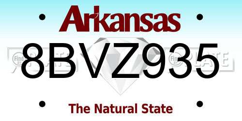 8BVZ935 Arkansas License Plate