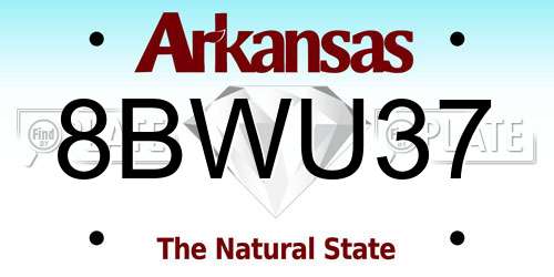 8BWU37 Arkansas License Plate