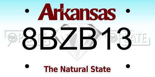 8BZB13 Arkansas License Plate