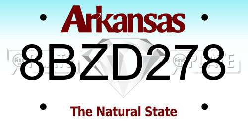 8BZD278 Arkansas License Plate