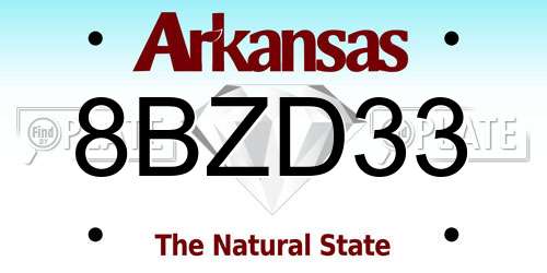 8BZD33 Arkansas License Plate