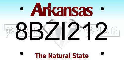 8BZI212 Arkansas License Plate
