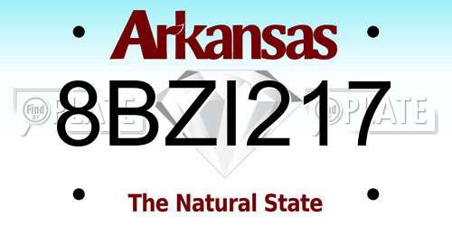 8BZI217 Arkansas License Plate