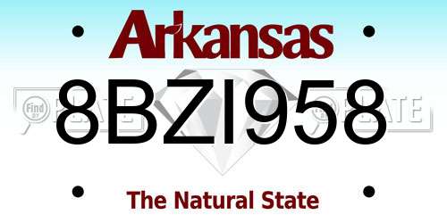 8BZI958 Arkansas License Plate