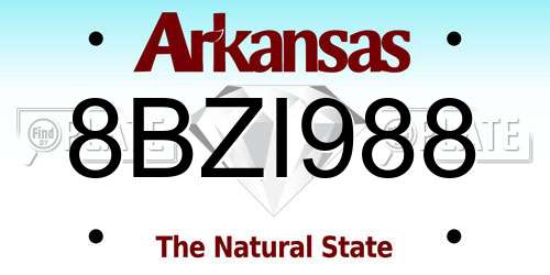 8BZI988 Arkansas License Plate