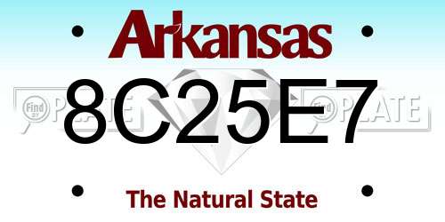 8C25E7 Arkansas License Plate