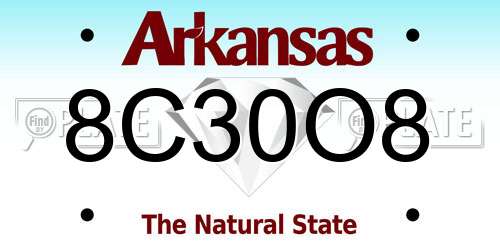 8C30O8 Arkansas License Plate