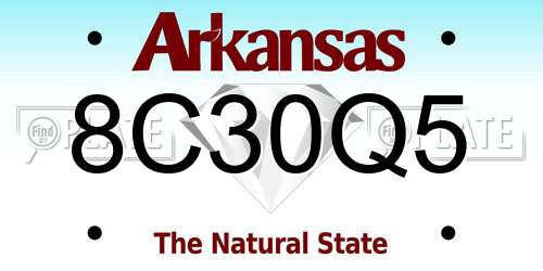 8C30Q5 Arkansas License Plate