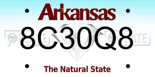 8C30Q8 Arkansas License Plate