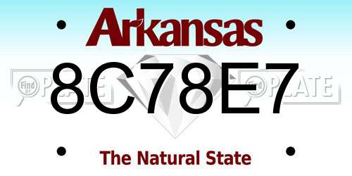8C78E7 Arkansas License Plate