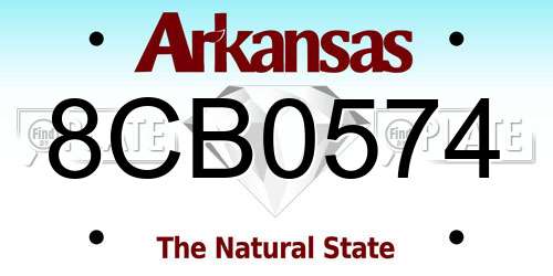 8CB0574 Arkansas License Plate