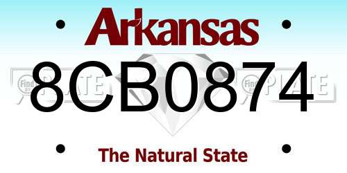 8CB0874 Arkansas License Plate