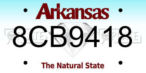8CB9418 Arkansas License Plate
