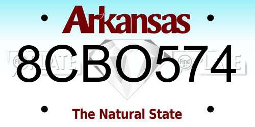 8CBO574 Arkansas License Plate