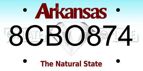 8CBO874 Arkansas License Plate