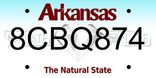 8CBQ874 Arkansas License Plate