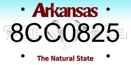 8CC0825 Arkansas License Plate