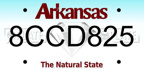 8CCD825 Arkansas License Plate