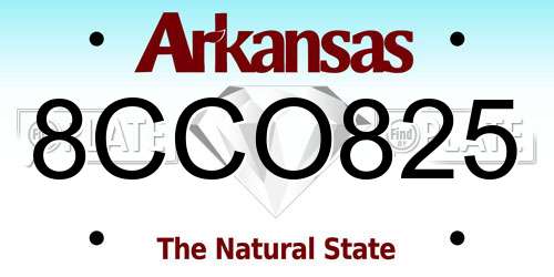 8CCO825 Arkansas License Plate