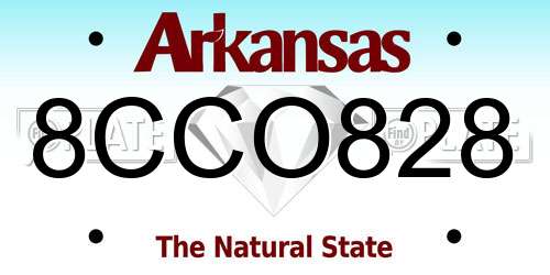 8CCO828 Arkansas License Plate