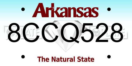 8CCQ528 Arkansas License Plate