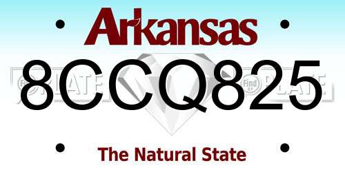 8CCQ825 Arkansas License Plate