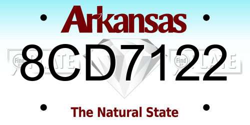 8CD7122 Arkansas License Plate