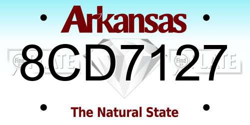 8CD7127 Arkansas License Plate