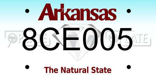 8CE005 Arkansas License Plate