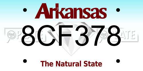 8CF378 Arkansas License Plate