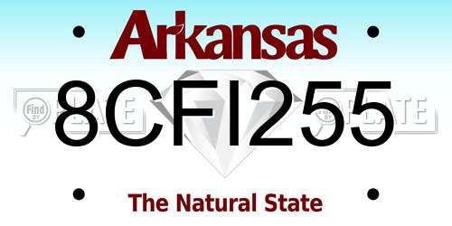8CFI255 Arkansas License Plate