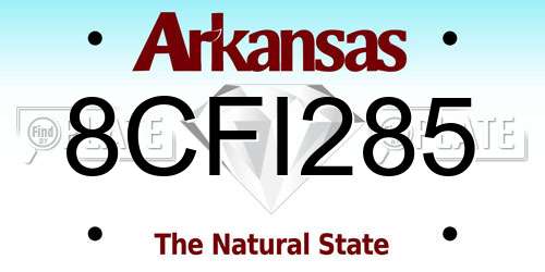 8CFI285 Arkansas License Plate