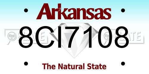 8CI7108 Arkansas License Plate