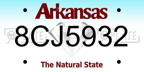 8CJ5932 Arkansas License Plate