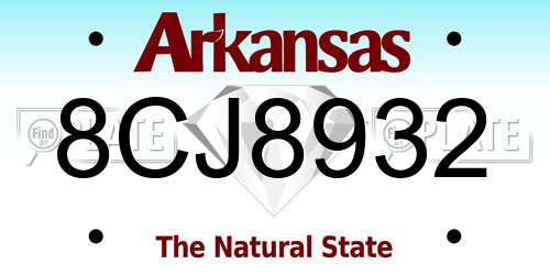 8CJ8932 Arkansas License Plate