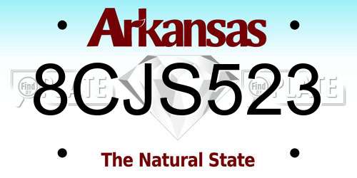 8CJS523 Arkansas License Plate