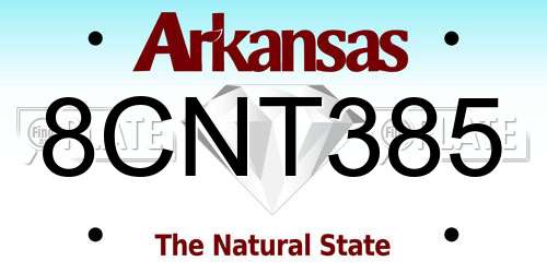 8CNT385 Arkansas License Plate