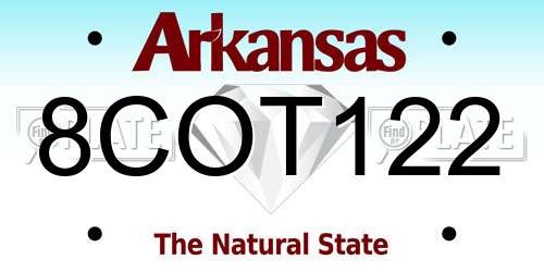 8COT122 Arkansas License Plate