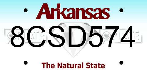 8CSD574 Arkansas License Plate