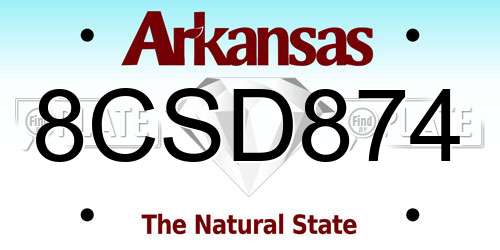 8CSD874 Arkansas License Plate