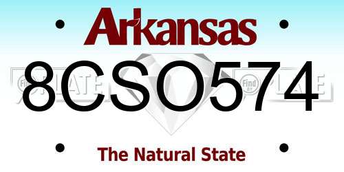 8CSO574 Arkansas License Plate