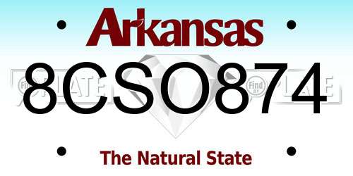 8CSO874 Arkansas License Plate
